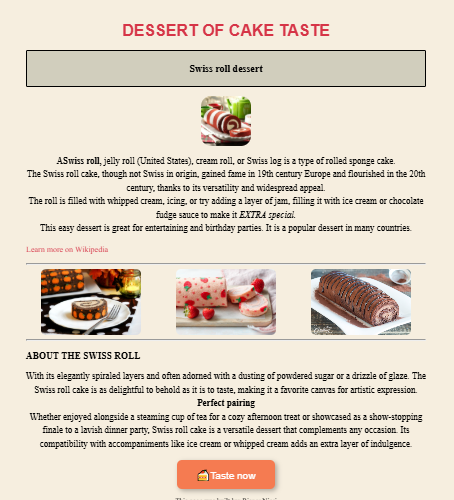 Sample taste website